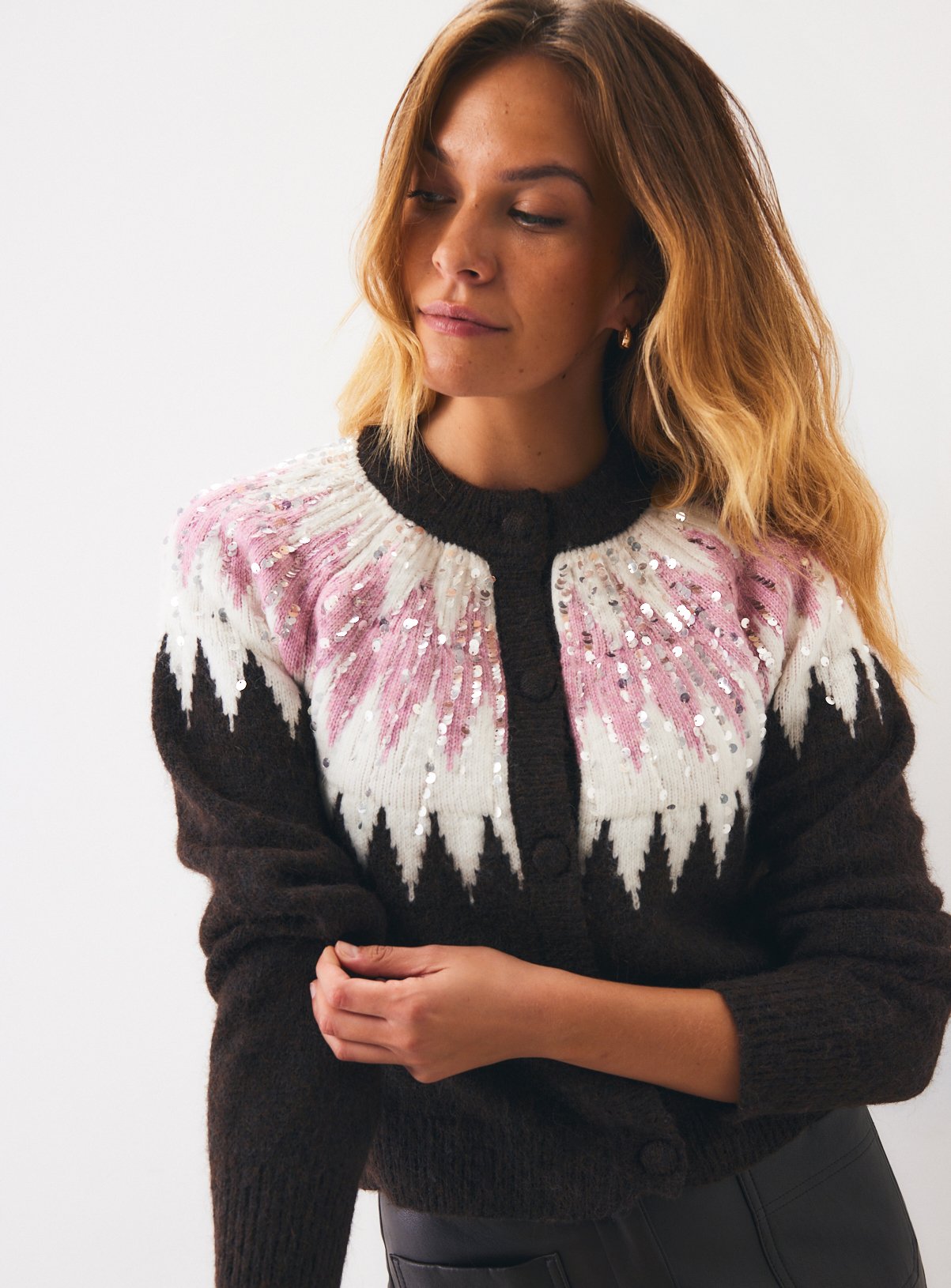 Sequin Fairisle Cardigan M - Image 1 thumbnail